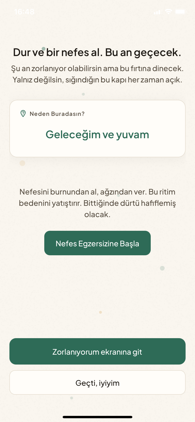 Fıtrat panik butonu ekranı